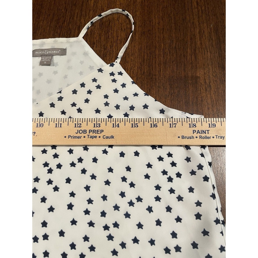 Peace and pearls Women's Size‎ S camisole Blue White Star Print Coastal Beach - Picture 9 of 9